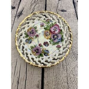 Vintage Royal Sealy‎ Floral Lattice Gold Trimmed Saucer *